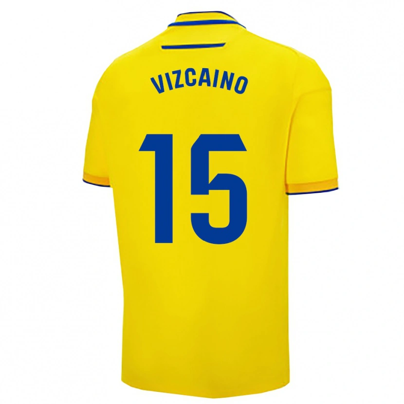 Danxen Mulher Camisola Nacho Vizcaíno #15 Amarelo Marinho Principal 2025/26 Camisa