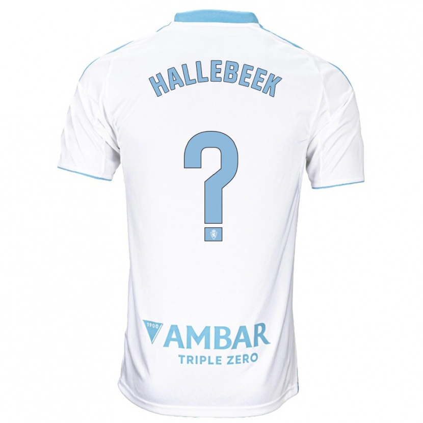 Danxen Mulher Camisola Boaz Hallebeek #0 Branco Azul Celeste Principal 2025/26 Camisa