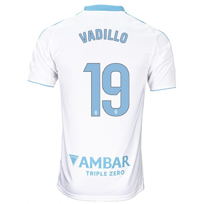 Danxen Mulher Camisola Iker Vadillo #19 Branco Azul Celeste Principal 2025/26 Camisa