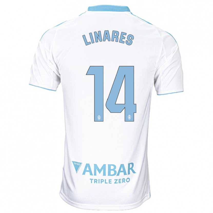 Danxen Mulher Camisola Ángel Linares #14 Branco Azul Celeste Principal 2025/26 Camisa