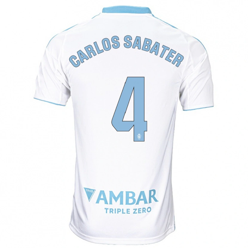 Danxen Mulher Camisola Juan Carlos Sabater #4 Branco Azul Celeste Principal 2025/26 Camisa