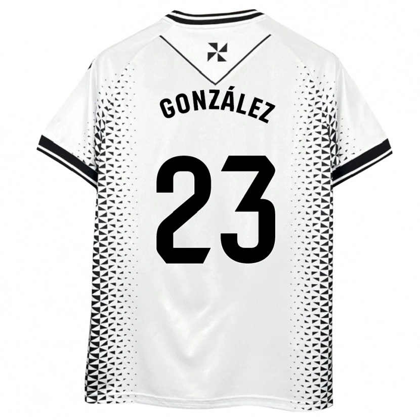 Danxen Mulher Camisola Elías González #23 Branco Preto Principal 2025/26 Camisa