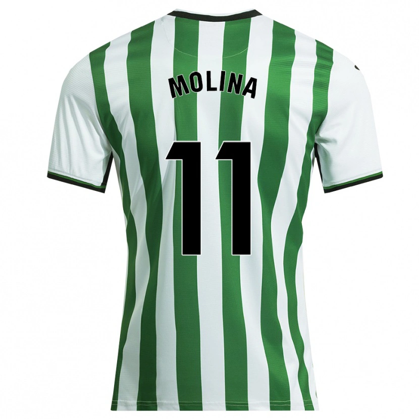 Danxen Mulher Camisola Antonio Molina #11 Branco Verde Principal 2025/26 Camisa