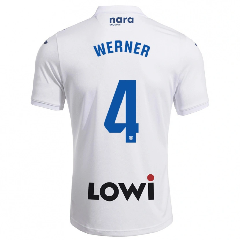 Danxen Mulher Camisola Henri Werner #4 Branco Marinho Principal 2025/26 Camisa