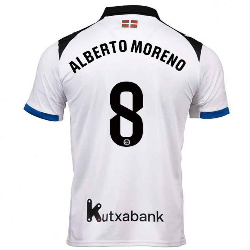 Danxen Mulher Camisola Alberto Moreno #8 Branco Azul Alternativa 2025/26 Camisa