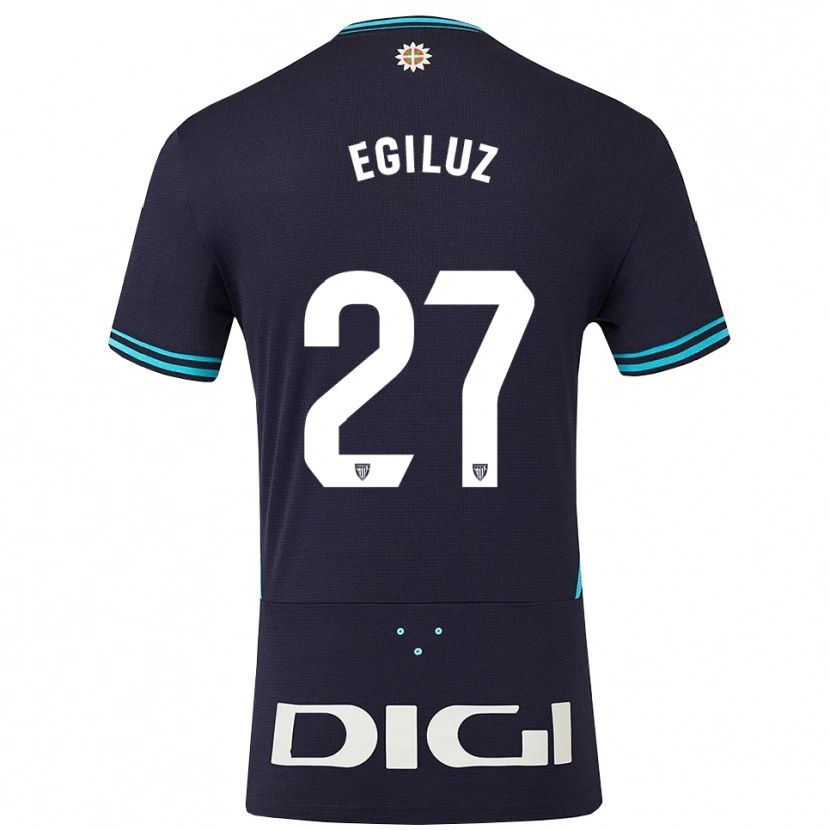 Danxen Mulher Camisola Unai Egiluz #27 Azul Marinho Azul Celeste Alternativa 2025/26 Camisa