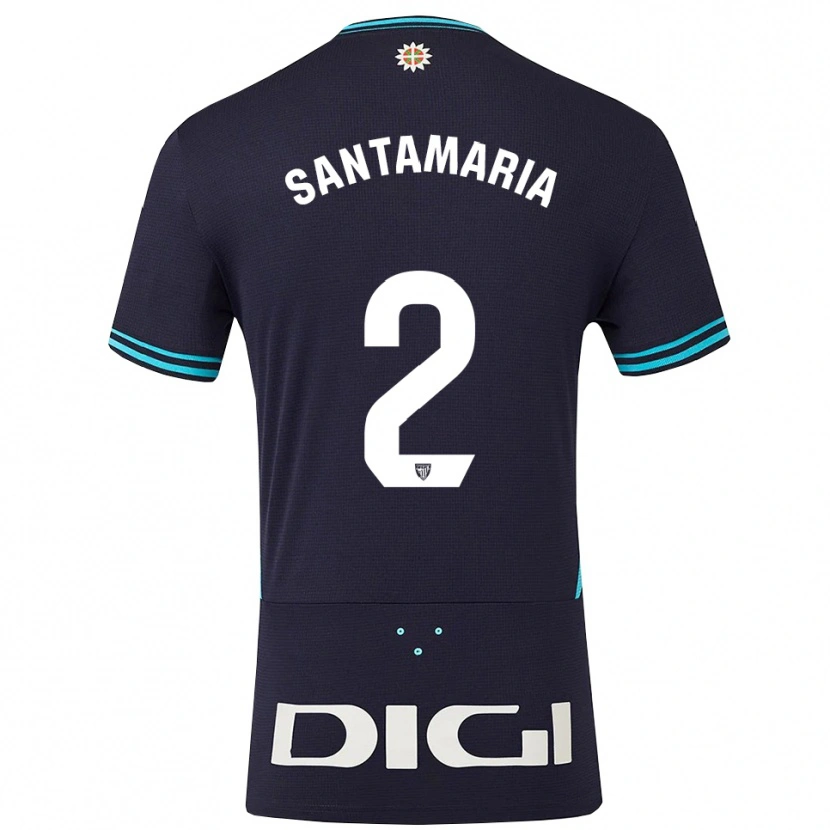 Danxen Mulher Camisola Unai Santamaría #2 Azul Marinho Azul Celeste Alternativa 2025/26 Camisa