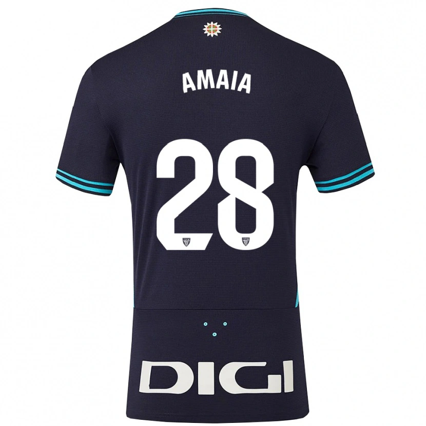 Danxen Mulher Camisola Amaia Martinez De La Peña #28 Azul Marinho Azul Celeste Alternativa 2025/26 Camisa