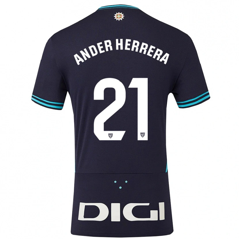 Danxen Mulher Camisola Ander Herrera #21 Azul Marinho Azul Celeste Alternativa 2025/26 Camisa