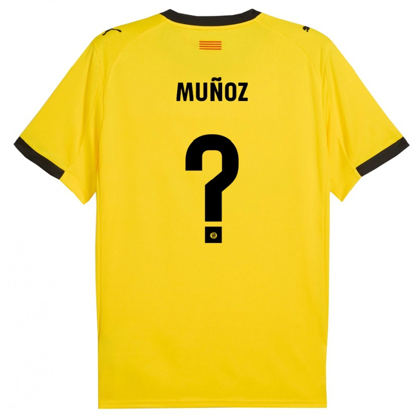 Danxen Mulher Camisola Yeray Muñoz #0 Amarelo Preto Alternativa 2025/26 Camisa
