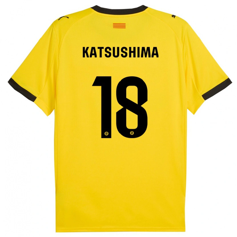 Danxen Mulher Camisola Shinnosuke Katsushima #18 Amarelo Preto Alternativa 2025/26 Camisa