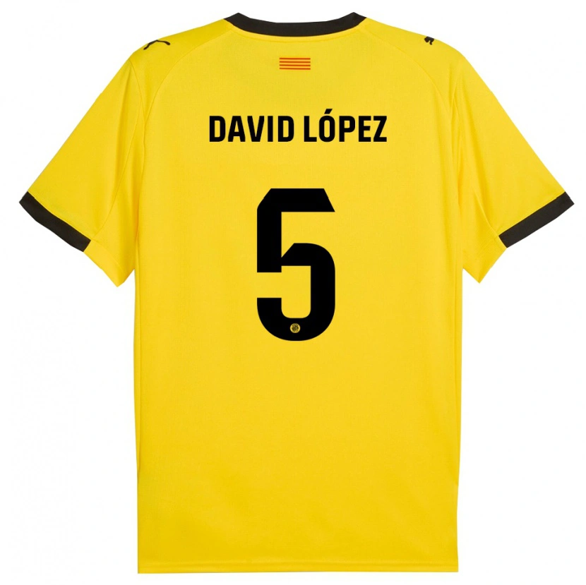 Danxen Mulher Camisola David López #5 Amarelo Preto Alternativa 2025/26 Camisa