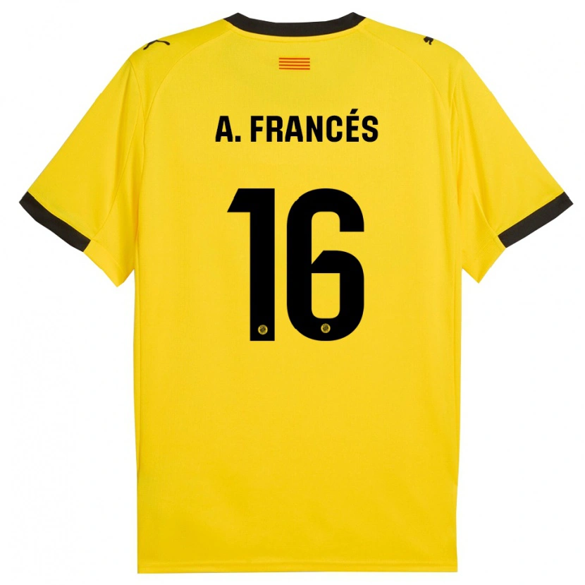 Danxen Mulher Camisola Alejandro Francés #16 Amarelo Preto Alternativa 2025/26 Camisa