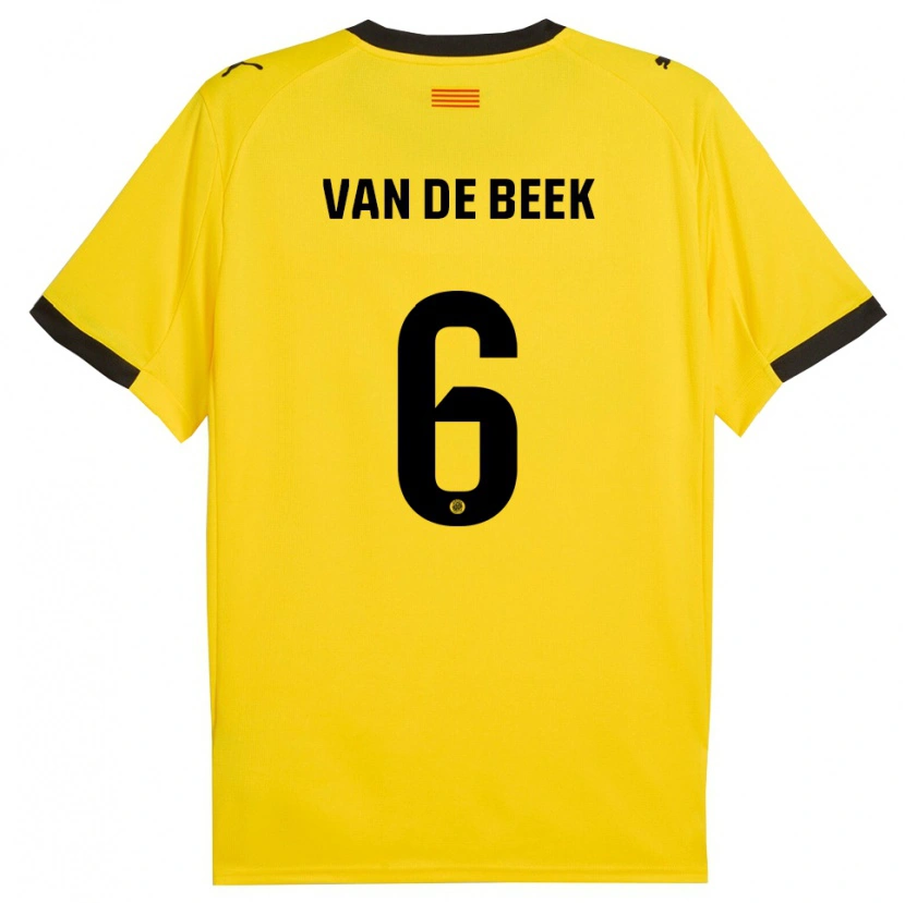 Danxen Mulher Camisola Donny Van De Beek #6 Amarelo Preto Alternativa 2025/26 Camisa