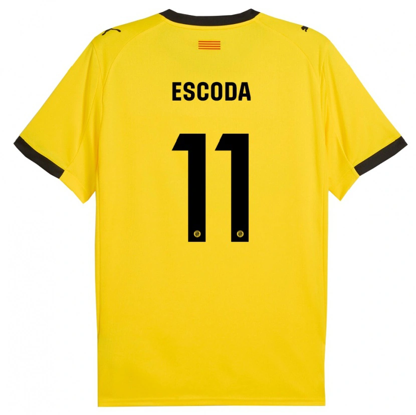 Danxen Mulher Camisola David Escoda #11 Amarelo Preto Alternativa 2025/26 Camisa