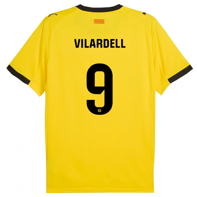 Danxen Mulher Camisola Júlia Vilardell #9 Amarelo Preto Alternativa 2025/26 Camisa