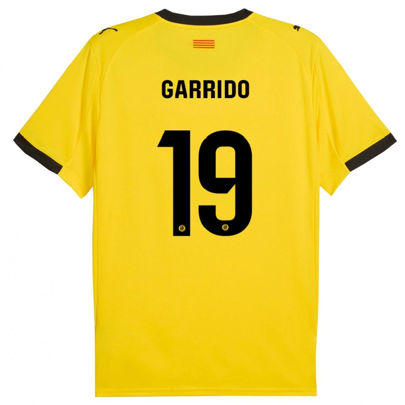 Danxen Mulher Camisola Carles Garrido #19 Amarelo Preto Alternativa 2025/26 Camisa
