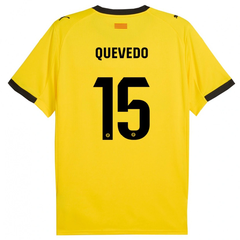 Danxen Mulher Camisola Erik Quevedo #15 Amarelo Preto Alternativa 2025/26 Camisa