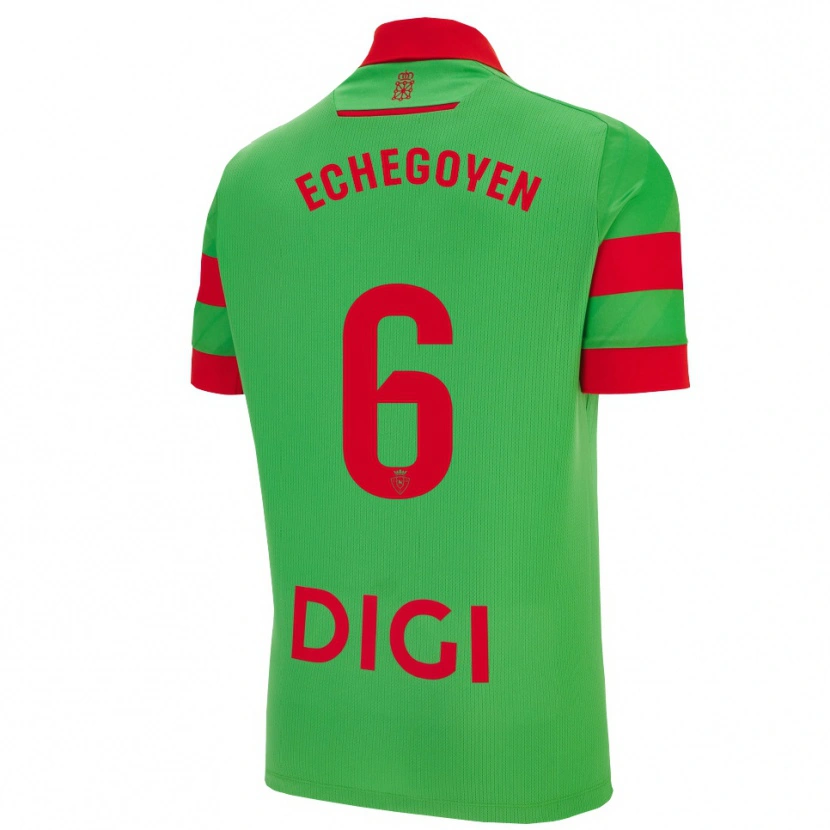 Danxen Mulher Camisola Mauro Echegoyen #6 Verde Vermelho Alternativa 2025/26 Camisa