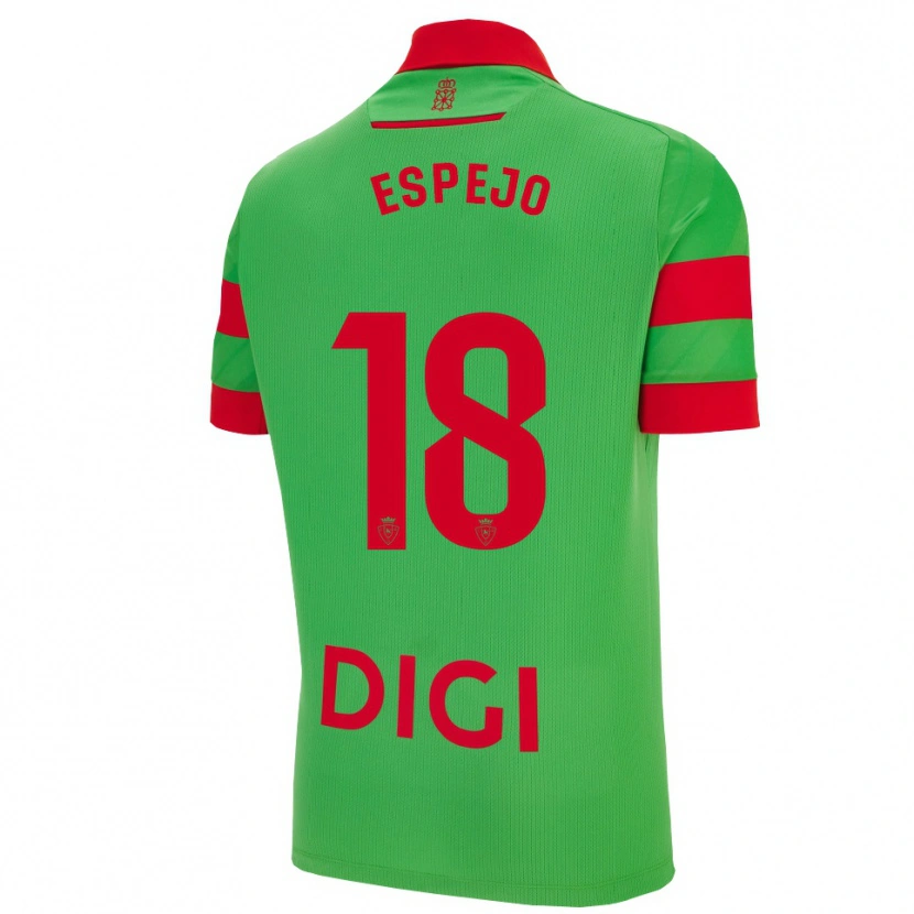 Danxen Mulher Camisola Diego Espejo #18 Verde Vermelho Alternativa 2025/26 Camisa