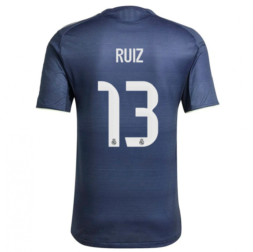Danxen Mulher Camisola Guillermo Ruiz #13 Azul Marinho Prata Alternativa 2025/26 Camisa