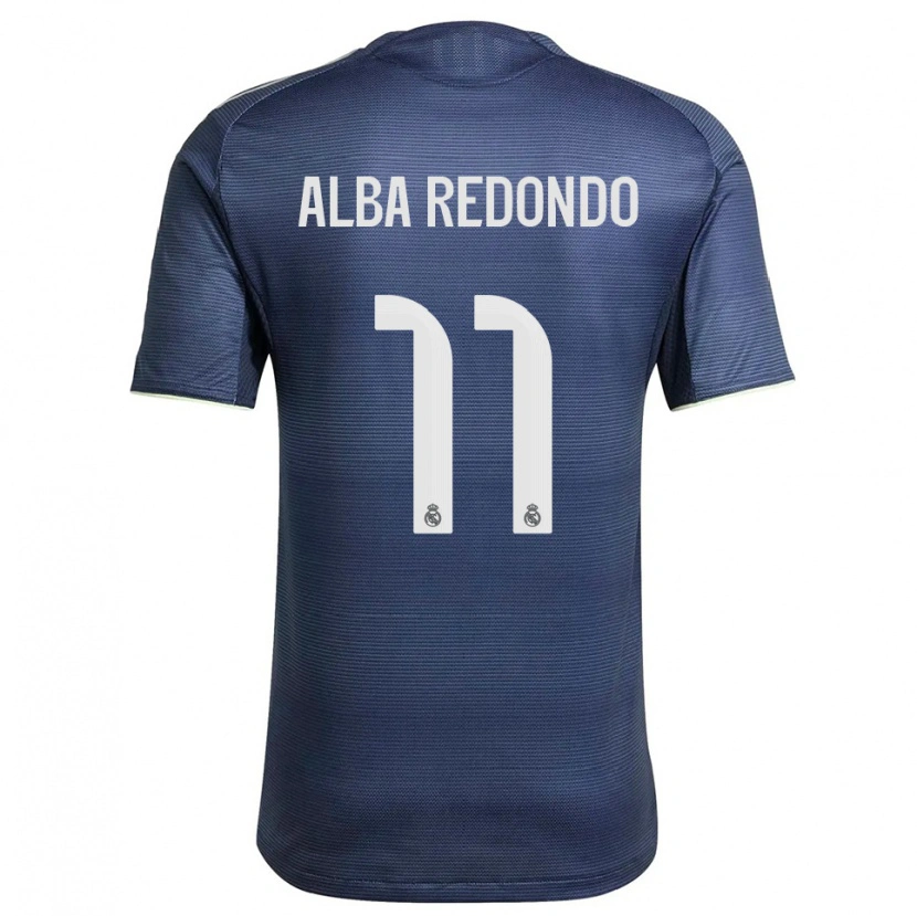 Danxen Mulher Camisola Alba Redondo #11 Azul Marinho Prata Alternativa 2025/26 Camisa