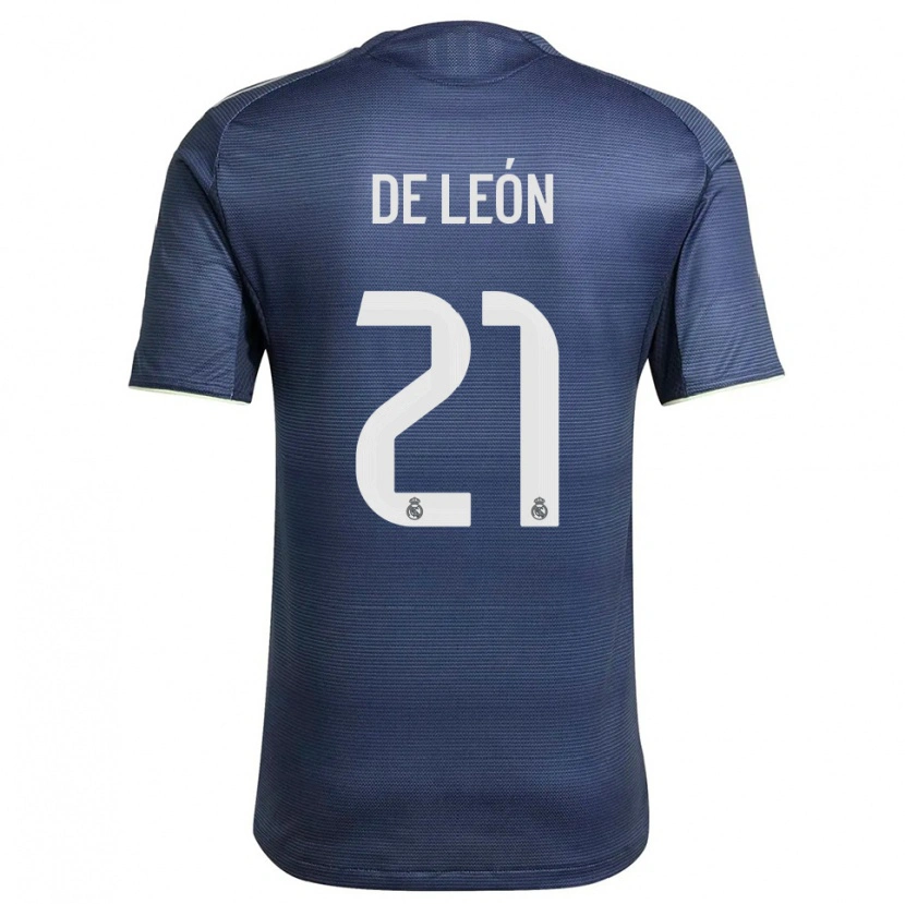 Danxen Mulher Camisola Jeremy De León #21 Azul Marinho Prata Alternativa 2025/26 Camisa