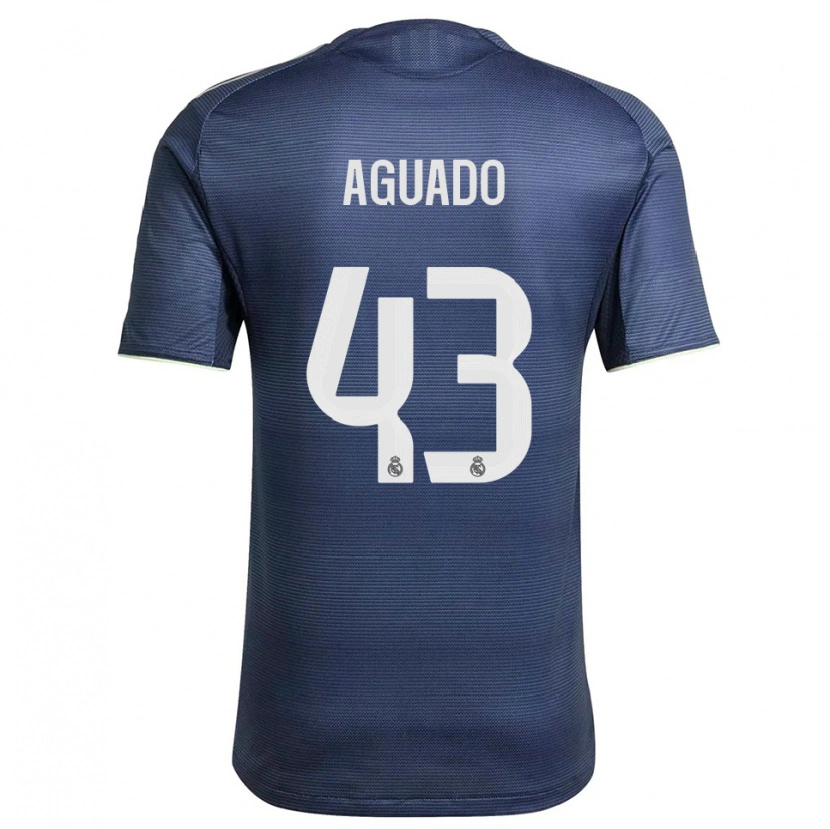 Danxen Mulher Camisola Diego Aguado #43 Azul Marinho Prata Alternativa 2025/26 Camisa