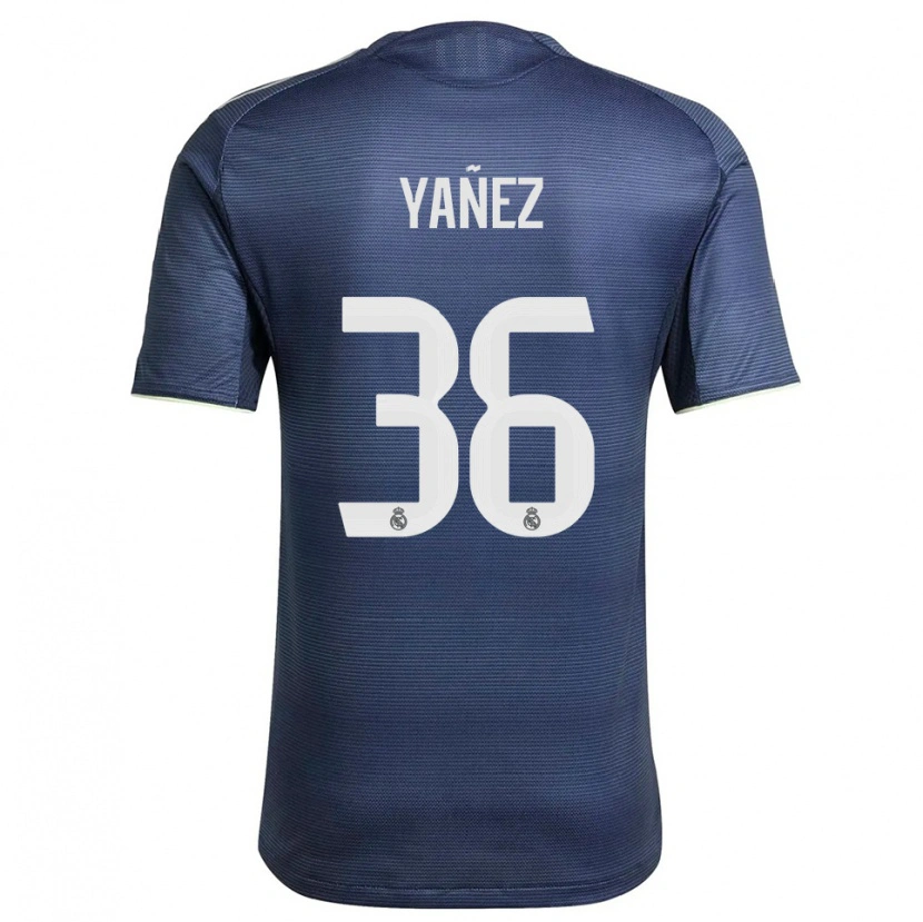Danxen Mulher Camisola Daniel Yáñez #36 Azul Marinho Prata Alternativa 2025/26 Camisa