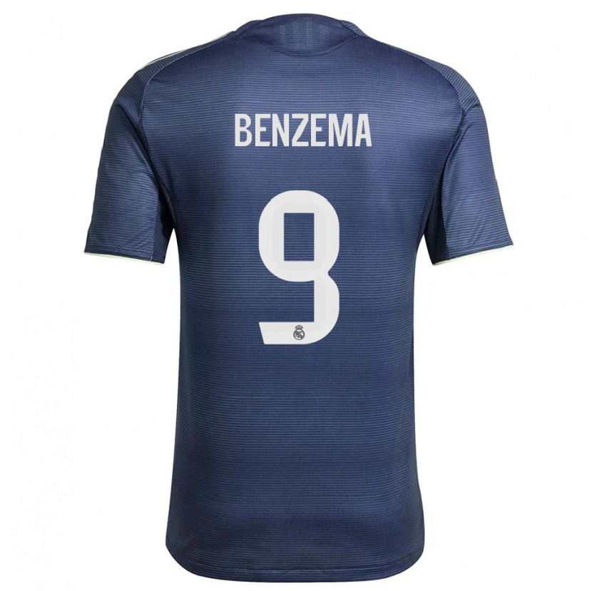 Danxen Mulher Camisola Karim Benzema #9 Azul Marinho Prata Alternativa 2025/26 Camisa
