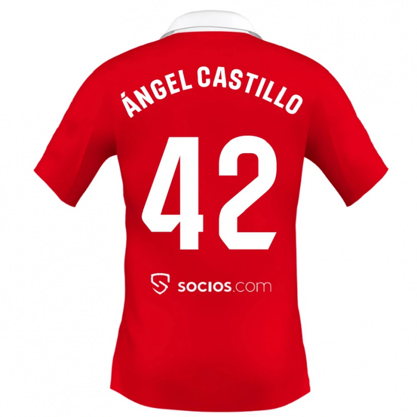 Danxen Mulher Camisola Manuel Ángel Castillo #42 Vermelho Branco Cinza Alternativa 2025/26 Camisa