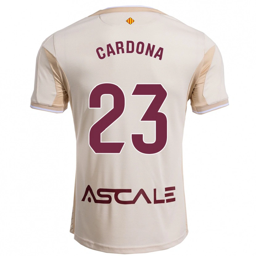 Danxen Mulher Camisola Sergi Cardona #23 Branco Sujo Borgonha Alternativa 2025/26 Camisa