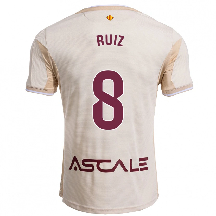 Danxen Mulher Camisola Adri Ruiz #8 Branco Sujo Borgonha Alternativa 2025/26 Camisa