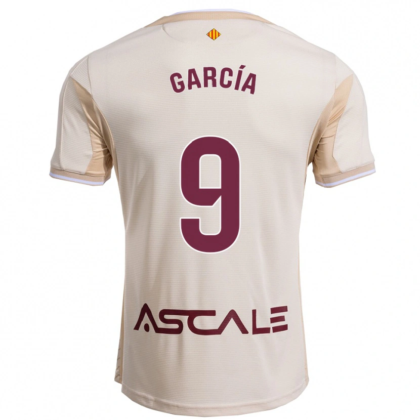 Danxen Mulher Camisola Albert García #9 Branco Sujo Borgonha Alternativa 2025/26 Camisa
