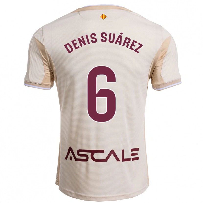 Danxen Mulher Camisola Denis Suárez #6 Branco Sujo Borgonha Alternativa 2025/26 Camisa