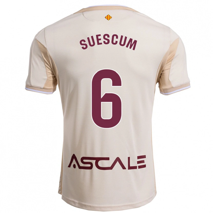 Danxen Mulher Camisola Hugo Suescum #6 Branco Sujo Borgonha Alternativa 2025/26 Camisa