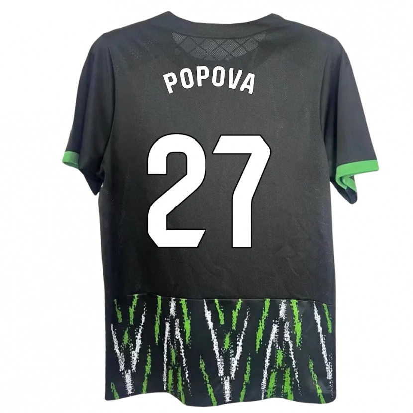 Danxen Mulher Camisola Ángela Popova Fedorova #27 Preto Verde Alternativa 2025/26 Camisa