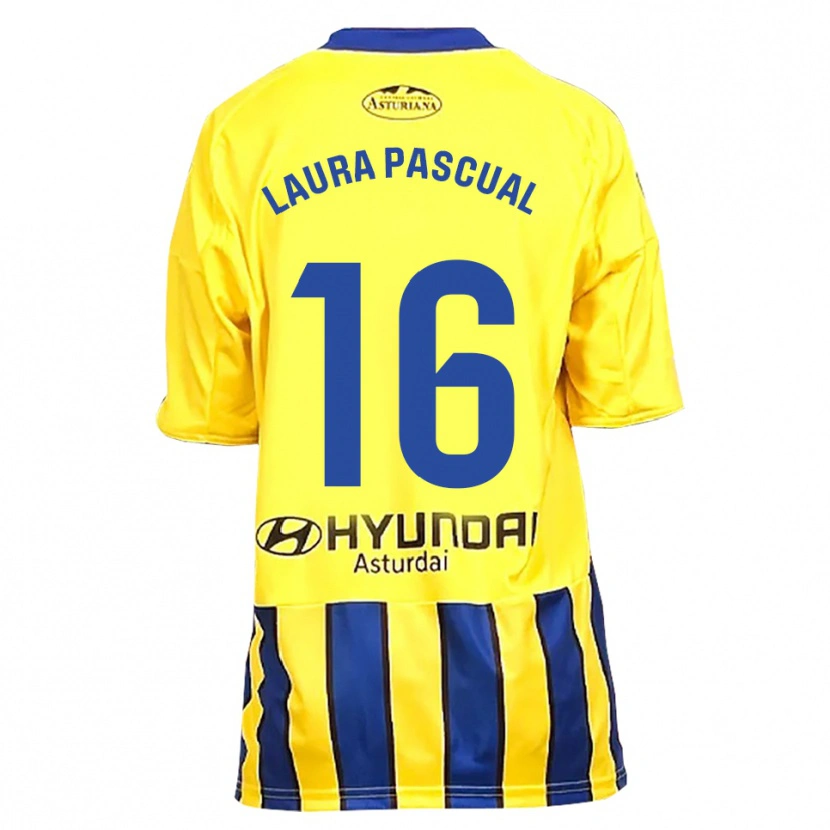 Danxen Mulher Camisola Laura Pascual #16 Amarelo Azul Alternativa 2025/26 Camisa