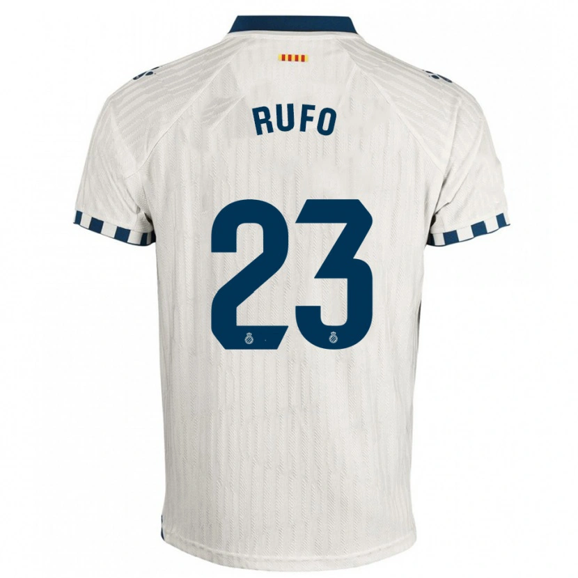 Danxen Mulher Camisola Xavi Rufo #23 Branco Azul Alternativa 2025/26 Camisa