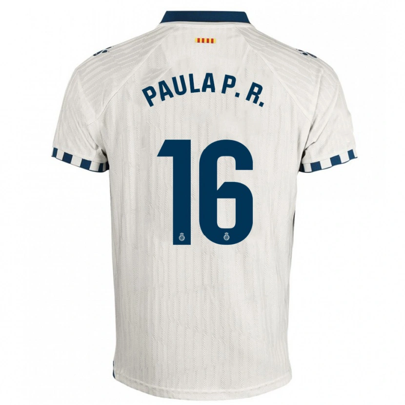 Danxen Mulher Camisola Paula Perea Ramírez #16 Branco Azul Alternativa 2025/26 Camisa