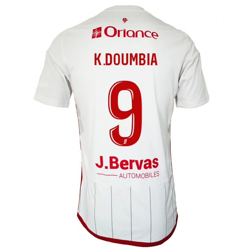 Danxen Mulher Camisola Kamory Doumbia #9 Branco Vermelho Alternativa 2025/26 Camisa