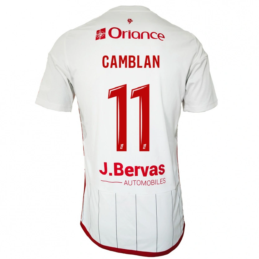 Danxen Mulher Camisola Axel Camblan #11 Branco Vermelho Alternativa 2025/26 Camisa