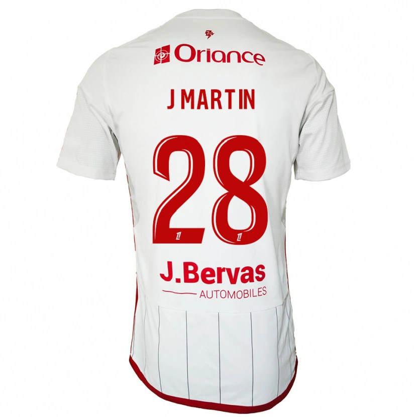 Danxen Mulher Camisola Jonas Martin #28 Branco Vermelho Alternativa 2025/26 Camisa