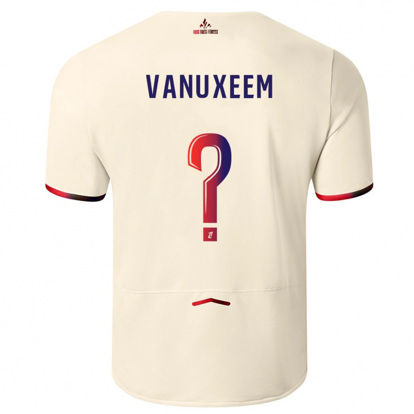 Danxen Mulher Camisola Joséphine Vanuxeem #0 Branco Sujo Vermelho Alternativa 2025/26 Camisa