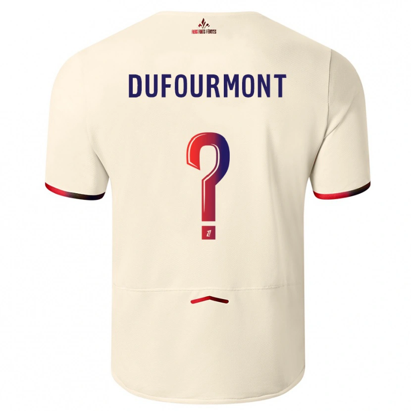 Danxen Mulher Camisola Eléa Dufourmont #0 Branco Sujo Vermelho Alternativa 2025/26 Camisa