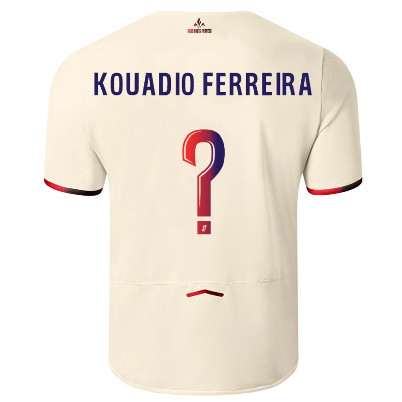Danxen Mulher Camisola Wilfrid Kouadio Ferreira #0 Branco Sujo Vermelho Alternativa 2025/26 Camisa