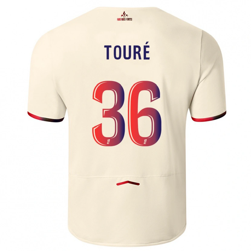Danxen Mulher Camisola Ousmane Touré #36 Branco Sujo Vermelho Alternativa 2025/26 Camisa