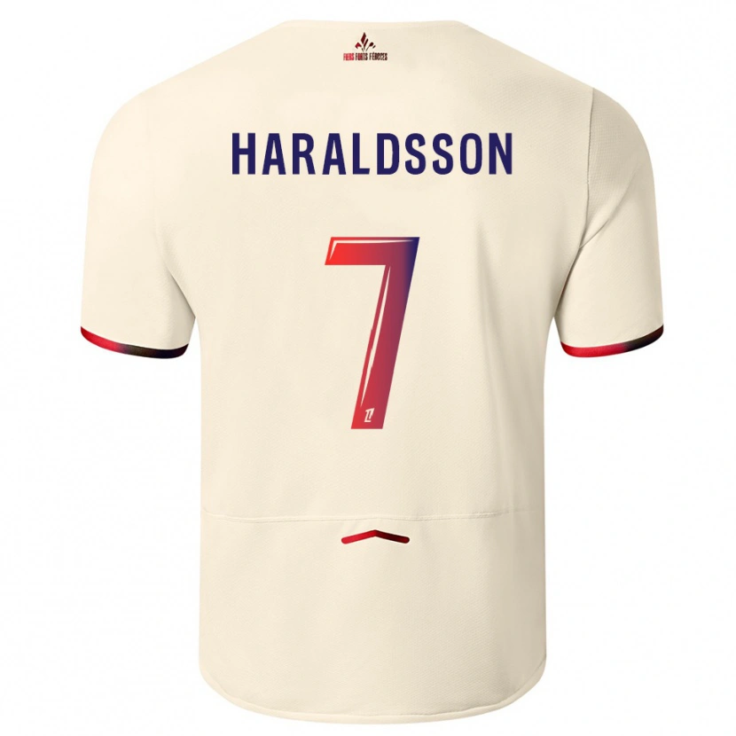 Danxen Mulher Camisola Hákon Arnar Haraldsson #7 Branco Sujo Vermelho Alternativa 2025/26 Camisa