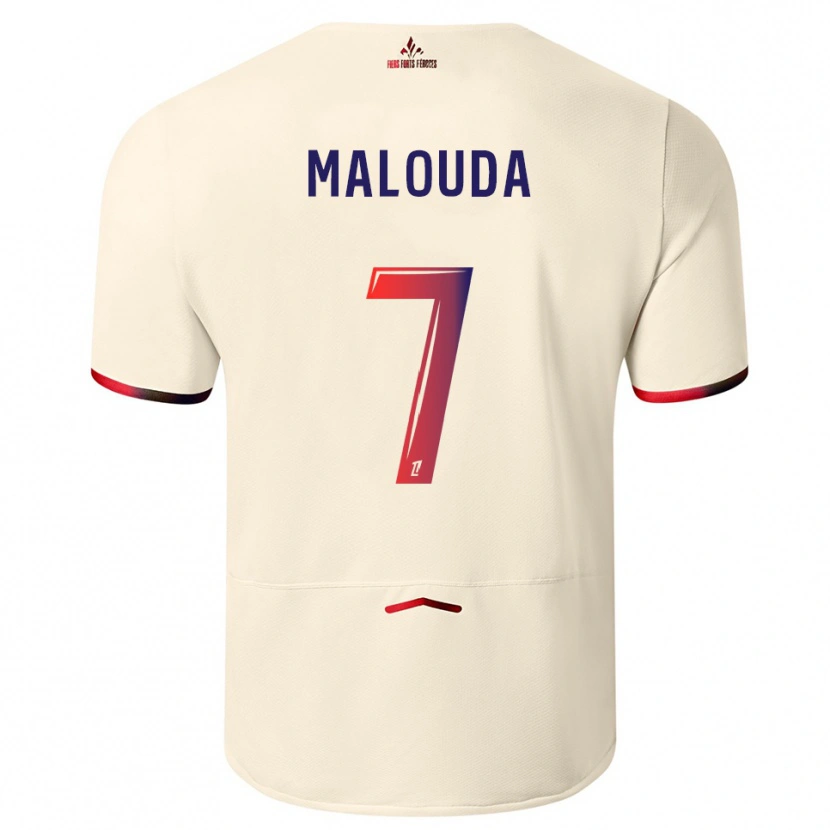 Danxen Mulher Camisola Aaron Malouda #7 Branco Sujo Vermelho Alternativa 2025/26 Camisa