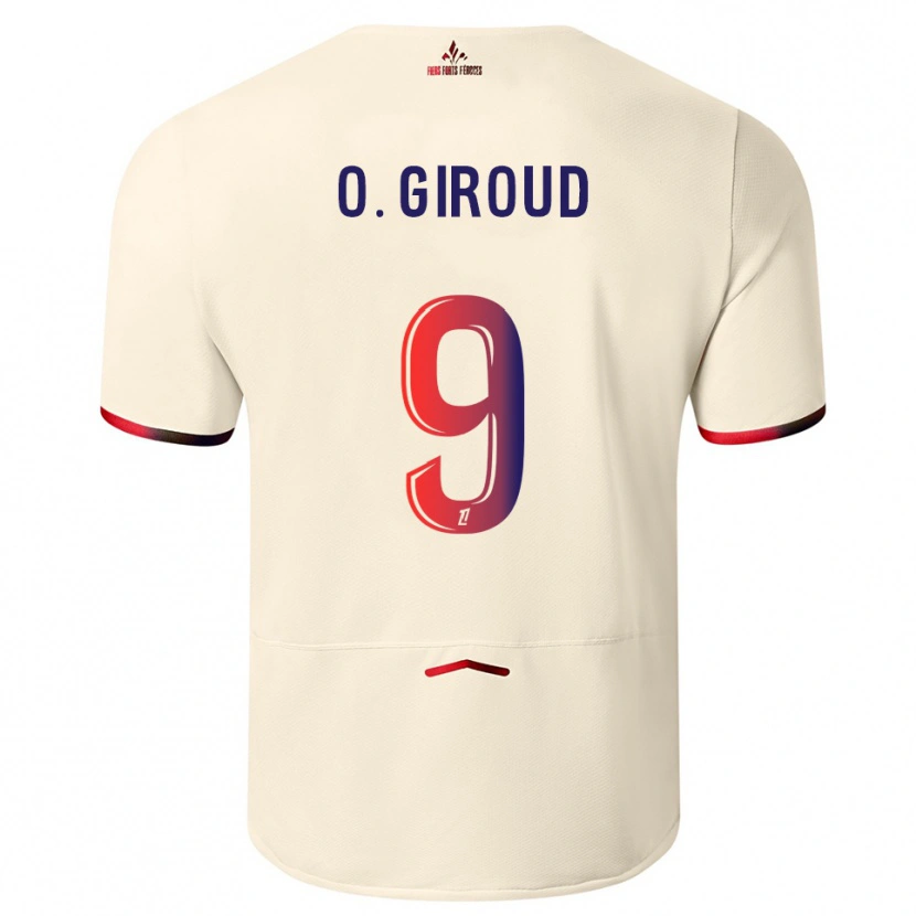 Danxen Mulher Camisola Olivier Giroud #9 Branco Sujo Vermelho Alternativa 2025/26 Camisa
